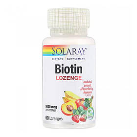 Біотин (Biotin) 5000 мкг зі смаком персика, полуниці та банана 60 льодяників SOR-43545