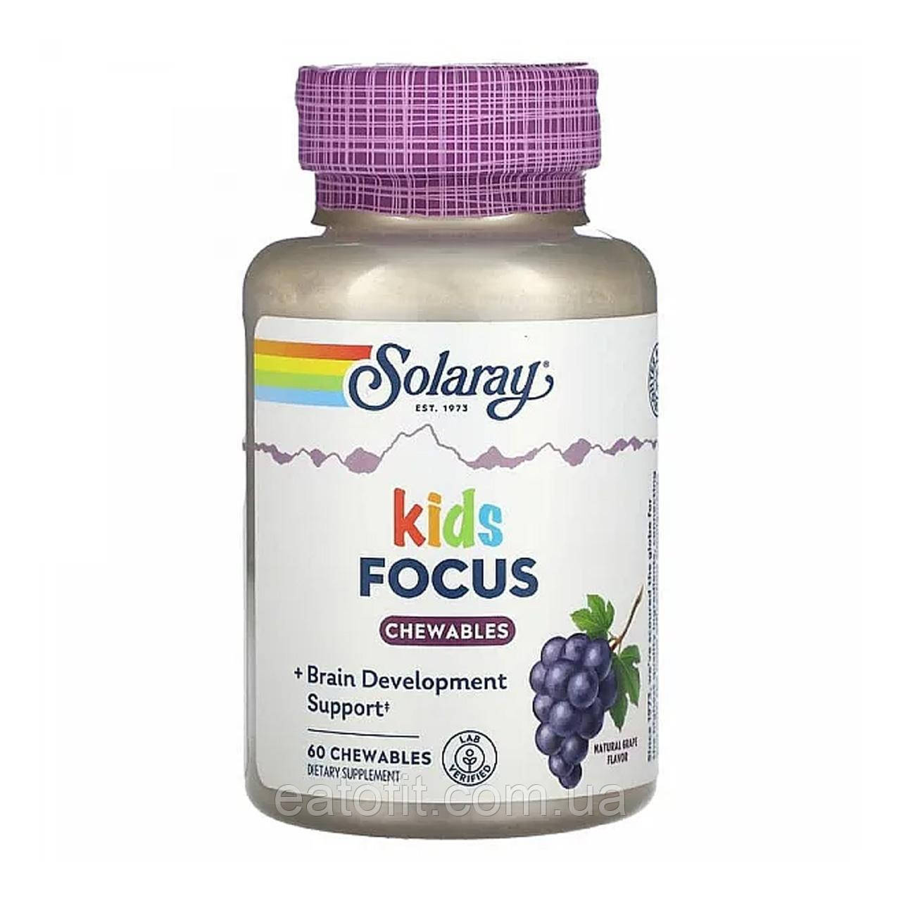 Підтримка розвиваючого мозку дітей зі смаком винограду (Focus For Children) 60 жувальних таблеток SOR-08378, фото 1