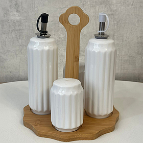 Порцелянові Ємності для спецій Naturel набір: сіль, перець, олія, оцет
