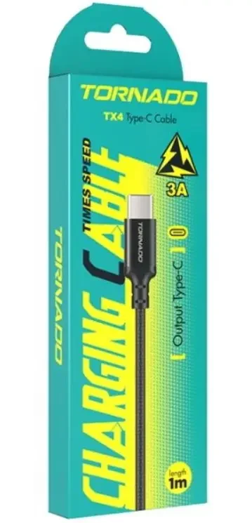 USB-C TORNADO TX4 Nylon (3A/1m) Type-C black