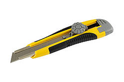 Ніж будівельний MASTERTOOL з відломним лезом 18 мм ABS пластик з TPR покриттям металева напрямна