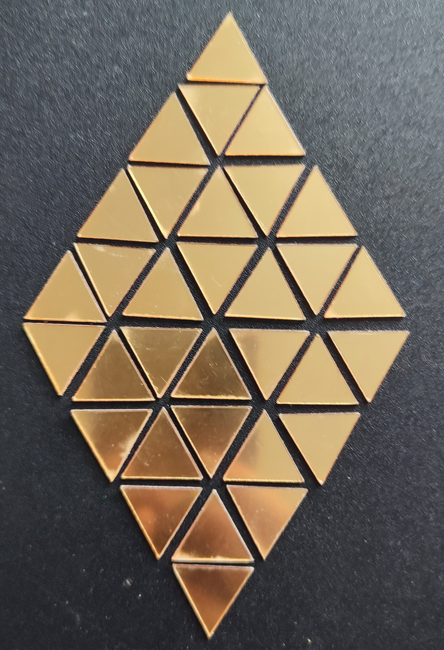 Дзеркальні пластикові наклейки трикутники Золоті 2 х 2 см 50 шт Б235