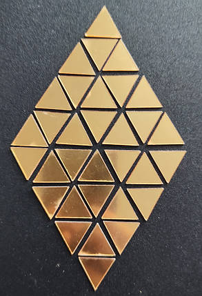 Дзеркальні пластикові наклейки трикутники Золоті 2 х 2 см 50 шт Б235, фото 1