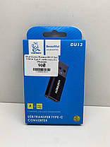 Перехідник Denmen DU13 2in1 USB to Type-C audio converter (Чорний), фото 5