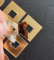 Дзеркальні акрилові наклейки Орнамент кутовий золотий 15 см 4 шт., фото 3