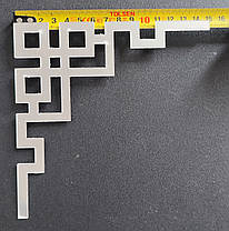 Дзеркальні акрилові наклейки Орнамент кутовий срібло 15 см 4 шт., фото 4