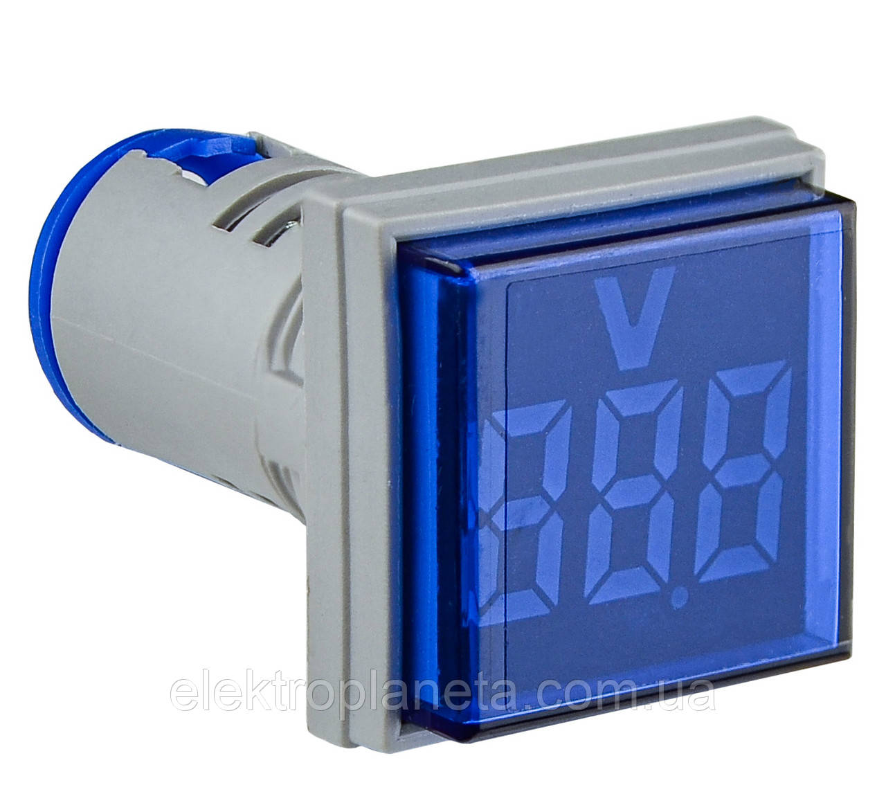 Світлосигнальна арматура з індикатором напруги (АС) серії U-ADM-V ᴓ22мм, квадратна, синя, фото 1