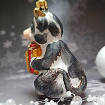 Скляна ялинкова іграшка Корівка з подарунком Irena, фото 3