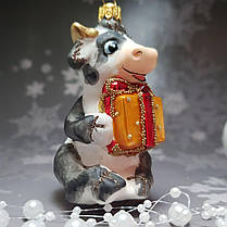 Скляна ялинкова іграшка Корівка з подарунком Irena, фото 5