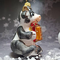 Скляна ялинкова іграшка Корівка з подарунком Irena, фото 4