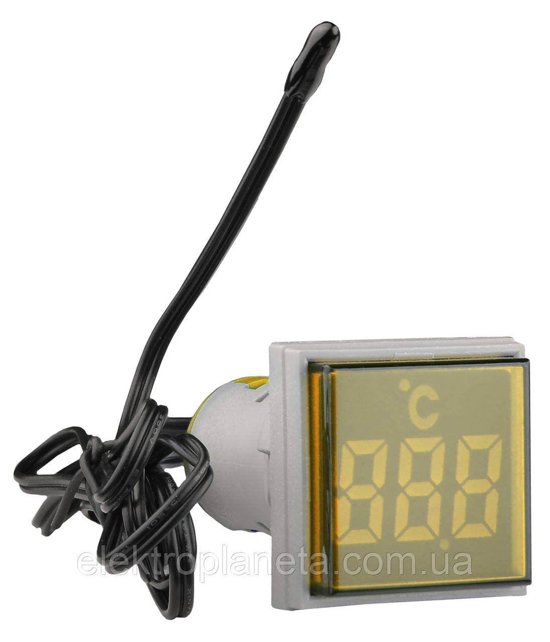 Світлосигнальна арматура з індикатором температури серії U-ADM-T ᴓ22мм, квадратна, жовта, фото 1