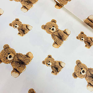 Фланелева тканина коричневі ведмедики DIGITAL на білому (шир. 2,4 м) (FL-N-0419)