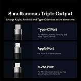 УЦІНКА! Кабель Baseus 3 в 1, швидка зарядка та передача даних (Micro USB+Type-C+Lightning Apple) 1.2м черный, фото 4