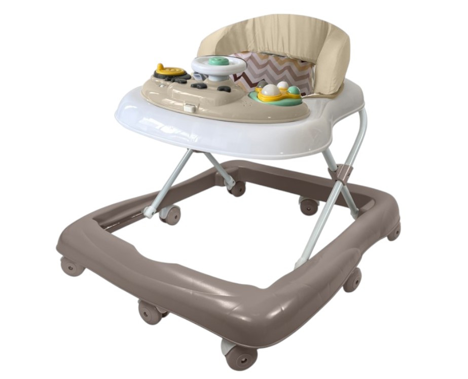 Ходунки дитячі EL CAMINO RIDER (музика, світло, стопор, на батарейках) ME 1185 Beige Бежеві, фото 1