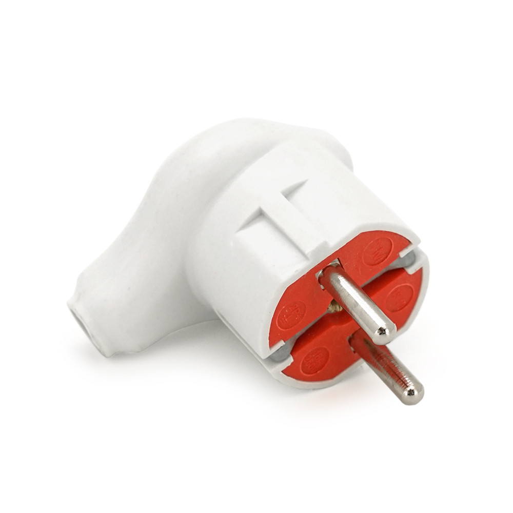 Вилка із заземленням кутова YT-531, 16A, White, фото 1