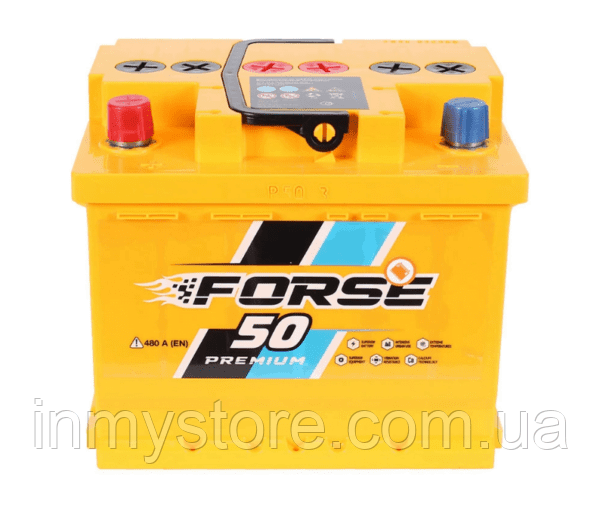 Акумулятор автомобільний 6CT-50 Forse 50Ah-12V (210х175х175), (+ ліворуч), EN480, фото 1