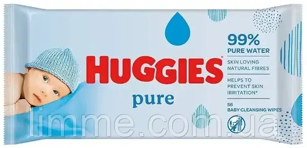 Дитячі вологі серветки Huggies Pure 56 шт