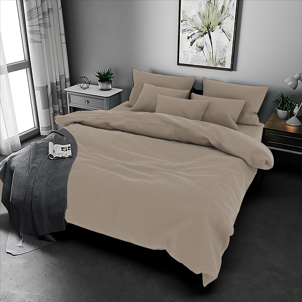 Бежева однотонна тканина 220 см для пошиття постільної білизни Бязь Gold Lux бавовняна, рулон 50 м, Пакистан