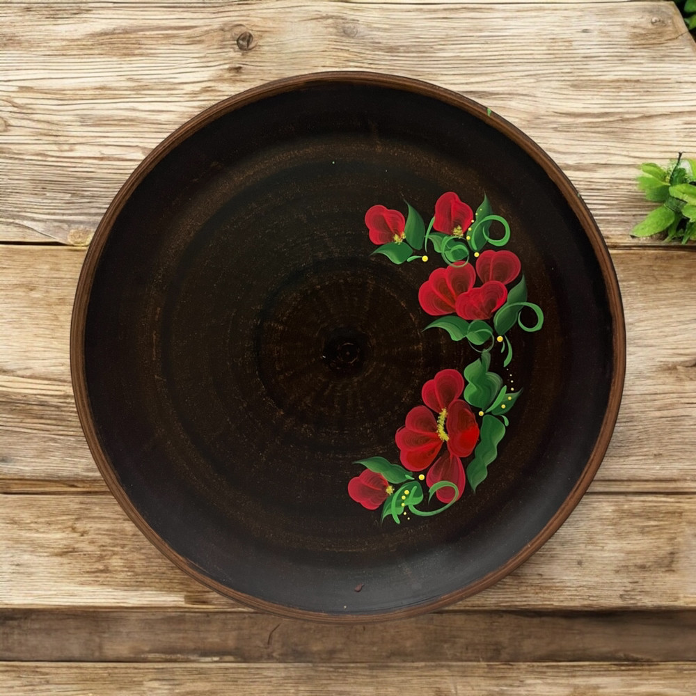 Блюдо для піци Мак 28.5см з червоної глини