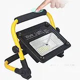 Світлодіодний акумуляторний LED прожектор на сонячній батареї Solar Light 50W з пультом W743A-Yellow/Black, фото 7