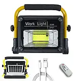 Світлодіодний акумуляторний LED прожектор на сонячній батареї Solar Light 50W з пультом W743A-Yellow/Black, фото 2