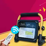 Світлодіодний акумуляторний LED прожектор на сонячній батареї Solar Light 50W з пультом W743A-Yellow/Black, фото 5