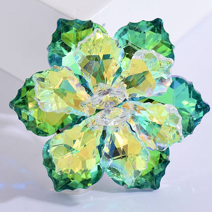 Брошка кришталева квіточок різнобарвна застібка срібляста розмір 50х50 мм, що переливаються, фото 1