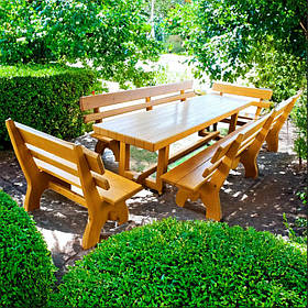 Дерев'яний садовий комплект (Стіл та 3 Лавки) "Клівленд". Колір: Сосна