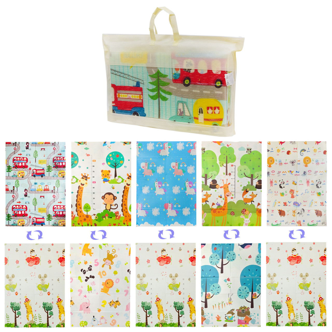 Ігровий термокилимок двосторонній K6601, 5 видів, складаний матеріал XPE, фото 1