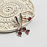 Комплект срібний із золотими пластинами білими та червоними цирконами, фото 2