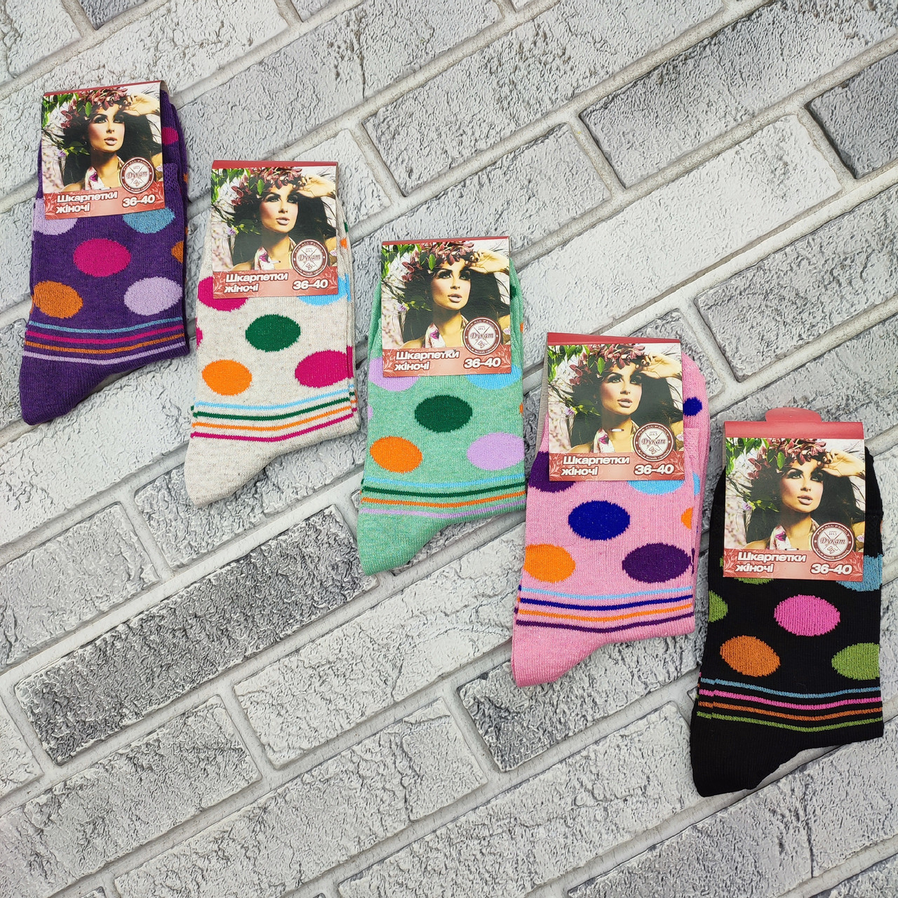 Шкарпетки жіночі високі весна/осінь р.36-40 великий горох асорті ДУКАТ 30039330, фото 1