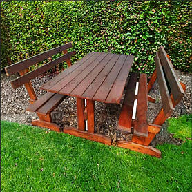 Дерев'яний садовий комплект 1,95м (Стіл та 2 Лавки) "Стайл". Колір: Палісандр