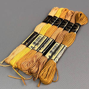 (6 шт по 8м) Набір муліне Airo (нитки для вишивання) - гірчичний мікс (676-3829)