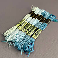 (6 шт по 8м) Набір муліне Airo (нитки для вишивання) - блакитний мікс (3576-334)