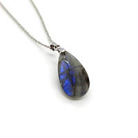 Шикарний кулон "крапля" натуральний гранований лабрадорит синя іризація