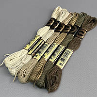 (6 шт по 8м) Набір муліне Airo (нитки для вишивання) - хакі мікс (822-3021)