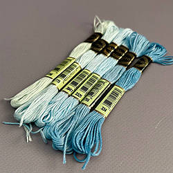 (6 шт по 8м) Набір муліне Airo (нитки для вишивання) - блакитний мікс (3756-334)