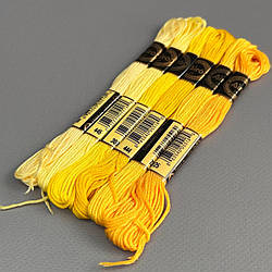 (6 шт по 8м) Набір муліне Airo (нитки для вишивання) - жовтий мікс (3078-725)