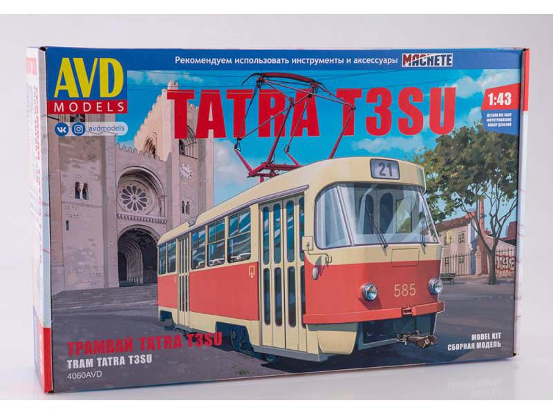 Трамвай Tatra-T3SU | Модель збірна 1:43 | AVD Models, фото 1