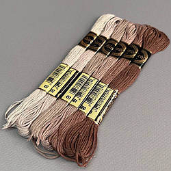 (6 шт по 8м) Набір муліне Airo (нитки для вишивання) - капучино мікс (453-779)