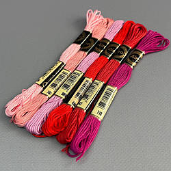 (6 шт по 8м) Набір муліне Airo (нитки для вишивання) - червоний мікс 2 (3716-718)