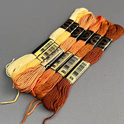 (6 шт по 8м) Набір муліне Airo (нитки для вишивання) - охровий мікс (3823-975)