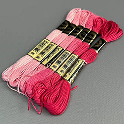 (6 шт по 8м) Набір муліне Airo (нитки для вишивання) - рожевий мікс (605-600)