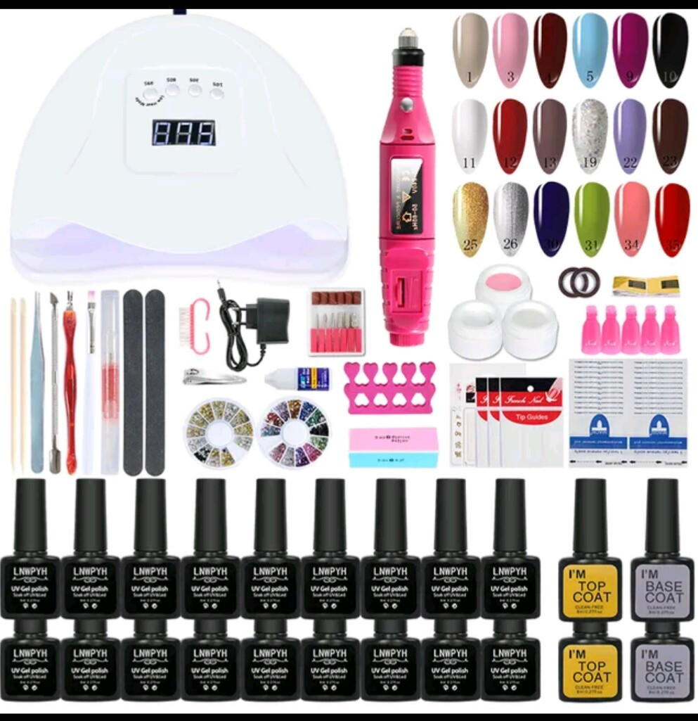 Стартовий набір для манікюру, гель-лаку, з фрезером і лампою Sun X5 72W, фото 1