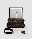 Жіноча брендова сумка Gess Guess Cordelia Shoulder Bag Brown Canvas Gold, фото 5