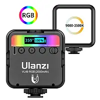 Накамерна світлодіодна led-лампа ULANZI VL49 для знімання фото та відео, Світло для телефона 2000 мА·год