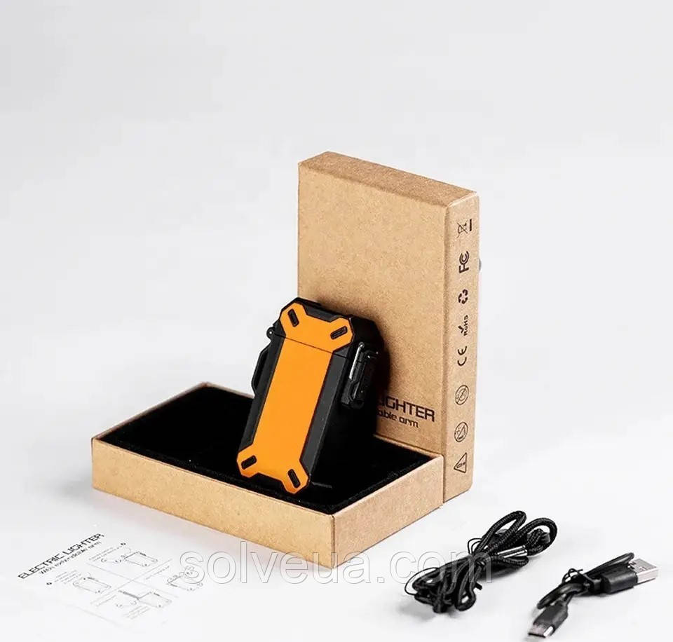 Водонепроникна подвійна електрична USB-запальничка Solve Black+orange KT6007912 solve