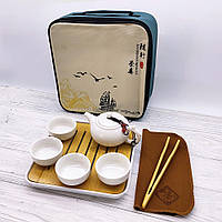 Компактний чайний набір для подорожей з чайним столиком (чабанню) на 4 особи