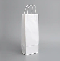 Паперовий пакет для пляшок з ручками білий 150х90х400 мм (1/уп/100шт)