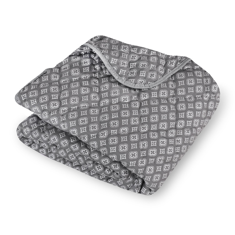 Двоспальна літня ковдра сіра 180х210 стьобана тонка мікрофібра / холофайбер, однотонна гіпоалергенна